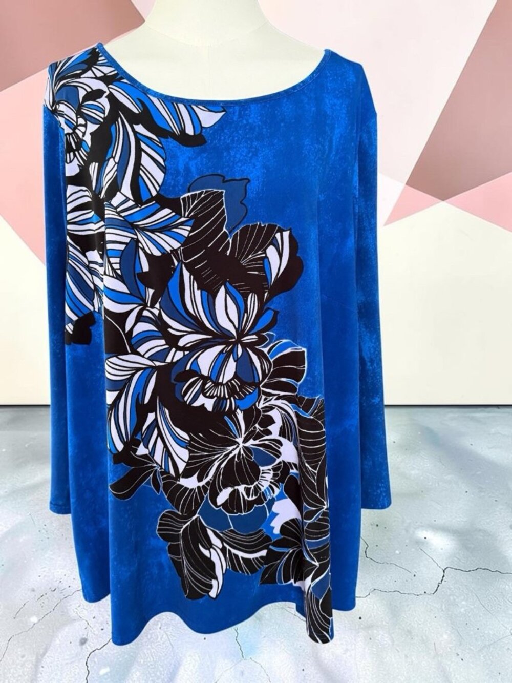 Bob Mackie Wearable Art Floral Print 3/4 Sleeve Tunic Top-Size 3X